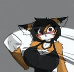 anthro big_breasts blush breasts choker cleavage clothed clothing female jewelry necklace small_waist solo wiping pace-maker fan_character maxine_boulevard canid canine canis fox mammal