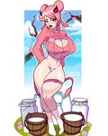 animal_humanoid big_breasts biped bovid bovid_humanoid bovine bovine_humanoid breasts cattle_humanoid cc-by-nc cherry_blossom cleavage_cutout clothed clothing creative_commons curvy_figure cutout ear_piercing ear_ring eyelashes feet female fkillerart flower footwear hair hi_res horn horned_humanoid huge_breasts humanoid mammal mammal_humanoid microsoft midriff milk_bucket minecraft minecraft_earth mojang moolip moolip_humanoid nipple_outline panties piercing pink_hair pink_tail pink_theme plant ring_piercing skimpy socks solo standing tail tail_tuft thick_thighs tuft underwear voluptuous xbox_game_studios