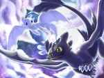 ambiguous_gender black_body black_scales cloud detailed_background duo feral flying scales sky white_body white_scales ame_kitsune hsh91100 dreamworks european_mythology how_to_train_your_dragon mythology nubless toothless dragon fury_(httyd) mythological_creature mythological_scalie night_fury scalie western_dragon 2021 hi_res