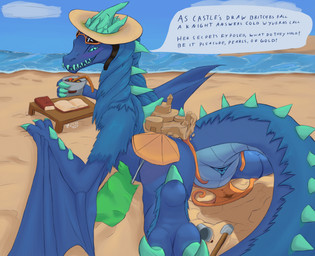 anal_fluids animal_genitalia beach blue_body blue_cloaca blue_fur blush bodily_fluids book bucket butt claws cloaca cloaca_juice cloaca_juice_drip clothing clothing_aside container eyewear eyewear_on_head female female_feral feral fur furgonomic_headwear furgonomics genital_fluids genitals green_body green_eyes hat headgear headwear horn leaking_cloaca leaking_pussy_juice looking_at_viewer membrane_(anatomy) membranous_wings outside panties presenting presenting_cloaca presenting_hindquarters sand_castle sculpture sharp_teeth stained_underwear sun_hat sunglasses sunglasses_on_head swimwear swimwear_aside talking_to_viewer teeth text toe_claws underwear wet wet_clothing wet_panties wet_underwear wings valrionwrites dota european_mythology mythology valve valve_corporation auroth_the_winter_wyvern dragon mythological_creature mythological_scalie scalie western_dragon wyvern 2025 digital_media_(artwork) english_text hi_res
