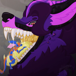 anthro blue_body blue_fur bodily_fluids breasts comfy crown duo feathers forked_tongue fur glowing glowing_markings hair happy head_feathers headgear inner_ear_fluff mane markings mawplay membrane_(anatomy) micro mouth_shot nude open_mouth orange_body orange_fur orange_pupils paws pink_body pink_fur portal pupils purple_body purple_hair saliva saliva_string tail tail_feathers teeth throat tongue tongue_hug tongue_out tuft uvula webbed_hands yellow_insides raivesper blu_the_blueberry_queen lady_kettuna_of_cuddlealot celestial_being fennec-roo hybrid unknown_species hi_res