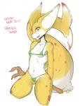 2017 anthro bikini blush body_blush braixen breasts clothed clothing english_text female fish fluffbug generation_6_pokemon genitals grin hi_res hybrid looking_at_viewer marine micro_bikini midriff navel nintendo nipple_outline non-mammal_breasts orange_body orange_skin piercing pokemon pokemon_(species) pussy pussy_blush red_eyes red_spots shark sharp_teeth simple_background skimpy small_breasts smile solo spots stick swimwear teeth text under_boob white_body white_skin