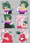 ambiguous_gender ambiguous_prey amy_rose animal_humanoid anthro anthro_pred anthro_prey armwear belly big_belly big_breasts bloated blue_body blue_fur breasts burp_cloud burping burping_up_clothing canid canid_humanoid canine canine_humanoid cleavage clothed clothing clover_(cloverfox13) comic cosplay digestion digital_media_(artwork) elbow_gloves face_imprint fatal_vore female female_pred female_prey fox fox_humanoid fur gloves green_hair hair handwear hi_res humanoid humanoid_pred humanoid_prey imprint lagomorph larger_anthro larger_female larger_humanoid leporid mammal mammal_humanoid multiple_prey navel oral_vore patting_belly pink_body pink_fur pinned_by_butt rabbit recursive_vore rouge_the_bat sega sharp_teeth size_difference smaller_ambiguous smaller_anthro smaller_female smaller_humanoid sonic_the_hedgehog_(series) strawberrywith4 tail teeth thick_thighs torn_clothing vore weight_gain wide_hips