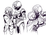 clothing collaborative collaborative_gesture collaborative_heart_gesture duo gesture hand_holding heart_gesture heart_symbol kissing machine male male/male size_difference lavvytaffy star_wars 4-lom zuckuss alien arthropod gand insect lom-series_protocol_droid protocol_droid robot sketch