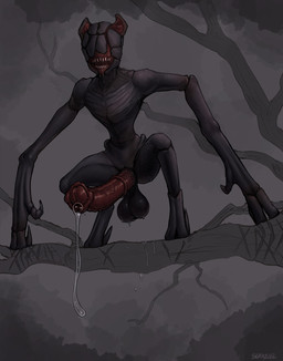 animal_genitalia animal_penis balls big_penis black_body bodily_fluids dripping equine_genitalia equine_penis erection eyeless flared_penis genital_fluids genitals male medial_ring open_mouth penis precum precum_drip saliva saliva_drip sharp_teeth solo standing teeth seraziel a_quiet_place alien death_angel_(a_quiet_place) monster hi_res