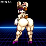 80's_theme anthro big_breasts breasts brown_hair clothing female footwear gloves hair handwear high_heels inner_ear_fluff lips mature_female muscular muscular_anthro muscular_female red_lips shoes solo thick_thighs tuft white_inner_ear_fluff t.n. sega sonic_the_hedgehog_(series) vanilla_the_rabbit lagomorph leporid mammal rabbit 1:1