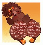 anthro big_butt butt female happy huge_butt message nude pawpads paws smile solo text mistresskamba kamba bear mammal english_text hi_res