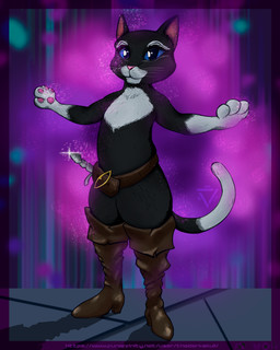 anthro belt big_ears big_eyes black_body black_fur blue_sclera boots cat_tail clothed clothing female footwear fur looking_at_viewer magic melee_weapon multicolored_body multicolored_fur pawpads shadow shoes simple_background small_nose solo standing sword symbol tail text two_tone_body two_tone_fur weapon whiskers white_body white_fur the_dark_skull dreamworks puss_in_boots_(franchise) kitty_softpaws domestic_cat felid feline felis mammal 4:5 absurd_res digital_media_(artwork) hi_res