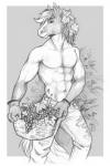 5_fingers abs anthro clothed clothing fingers hair male muscular muscular_anthro muscular_male solo topless tanutanuki dakota_(dark_stallion) equid equine horse mammal 2019 monochrome traditional_media_(artwork)