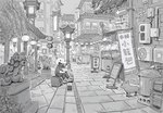amazing_background anthro biped detailed_background eating feral food open_mouth outside scenery_porn sculpture sitting smile statue text ryo_yambe marvel spider-man_(series) spider-man_(character) mammal mouse murid murine rodent 2023 detailed english_text greyscale hi_res monochrome
