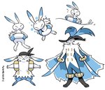 3_fingers 3_toes ambiguous_gender anthro black_headkerchief black_kerchief blue_body blue_fur clothing eyes_closed feet fingers fur group headgear headkerchief headwear kerchief musketeer open_mouth serious simple_background toes trio upper_teeth white_background white_body white_fur flyingrotten 2024_pokemon_gigaleak beta_pokemon_games nintendo pokemon beta_pokemon_(species) lagomorph mammal warabbit 2024 english_description