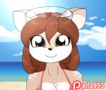 5_fingers >:3 anthro assisted_exposure beach bikini bikini_removed bikini_top_removed black_nose blue_eyes blush breasts brown_eyes brown_hair cleavage clothed clothing covering covering_breasts covering_self detailed_background dialogue duo embarrassed eyebrows eyelashes eyewear female fingers forced forced_exposure forced_undressing frown fur glasses goggles hair humiliation long_hair looking_at_viewer neck-tie_bikini neck-tie_clothing neck-tie_swimwear nude open_mouth outside polygonal_speech_bubble public public_exposure public_humiliation sand seaside sky smile speech_bubble swimwear swimwear_removed text thank_you thanking two-piece_swimsuit undressing untied_bikini water whiskers alfa995 doe_(alfa995) queen_(alfa995) deer domestic_cat felid feline felis mammal 2017 2d_animation animated digital_media_(artwork) english_text motion_tweening short_playtime