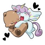 1:1 ajuka blue_body blue_fur blush capybara caviid coal_(jewelpet) duo embrace equid equine feathered_wings feathers female feral fur hair heart_symbol horn hug jewelpet male mammal mythological_creature mythological_equine mythology opal_(jewelpet) open_mouth purple_hair rodent sanrio sega sega_fave simple_background white_background winged_unicorn wings