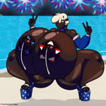 american_flag_bikini anthro big_breasts bikini bodily_fluids breasts clothing female fireworks flag_bikini footwear fur genitals gesture hand_gesture high_heels holidays huge_breasts hyper hyper_breasts lactating platform_footwear platform_heels pussy shaking shaking_breasts shoes solo spread_legs spreading swimwear thick_thighs two-piece_swimsuit v_sign wool_(fur) jiqqy 4th_of_july nintendo pokemon dolly_(jiqqy) generation_8_pokemon pokemon_(species) wooloo 1:1 animated short_playtime sound webm