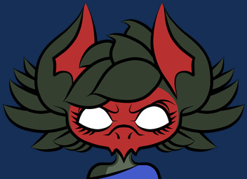 angry anthro blue_clothing blue_shirt blue_topwear clothing eyelashes facial_markings female fluffy fluffy_hair hair head_markings looking_at_viewer markings red_inner_ear shirt snout solo topwear white_eyes hybrid absurd_res alpha_channel digital_drawing_(artwork) digital_media_(artwork) hi_res