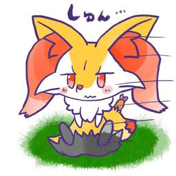 ambiguous_anthro ambiguous_gender anthro biped blush blush_stickers chibi digitigrade dipstick_tail food front_view grass markings mouth_closed narrowed_eyes no_pupils object_in_tail plant shrimp_(food) simple_background sitting solo tail tail_markings text wavy_mouth annyui0611 nintendo pokemon braixen canid generation_6_pokemon mammal pokemon_(species) 1:1 2024 digital_drawing_(artwork) digital_media_(artwork) full-length_portrait hi_res japanese_description japanese_text portrait translated translated_description
