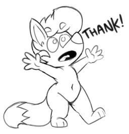 chibi dialogue dipstick_tail featureless_chest featureless_crotch hair looking_up markings multicolored_tail navel slightly_chubby solo tail tail_markings text thick_thighs tongue wide_hips acstlu phursie canid canine fox mammal 2018 black_and_white digital_drawing_(artwork) digital_media_(artwork) english_text full-length_portrait low_res monochrome portrait reaction_image
