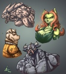 alternate_species anthro anthrofied big_breasts breasts female furrification goo-connected_lips group hair horn male mask mud muscular red_hair rock tattoo vein jaeh batman_(series) dc_comics bane_(dc) calendar_man clayface poison_ivy_(dc_comics) bovid bovine canid canine cattle clay_creature domestic_pig elemental_creature fox mammal mineral_fauna mud_creature rock_creature suid suine sus_(pig) digital_media_(artwork)