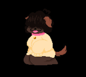 16-bit big_butt blep butt collar collar_tag curly_hair dark_body dark_skin female hair hair_over_eyes long_hair pelo simple_background solo tail tongue tongue_out wide_hips that_bit_gamer unnamed_character canid canine human humanoid mammal digital_media_(artwork) hi_res pixel_(artwork)