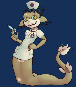 5_fingers accessory adolescent anthro apode blue_hair brown_body brown_tail clothed clothed_anthro clothed_female clothing dress female female_anthro fingers furgonomic_piercing furgonomics hair hand_on_hip hand_on_own_hip hat headgear headwear holding_syringe humanoid_hands id_card jewelry legless looking_at_viewer multicolored_body nurse nurse_clothing nurse_hat nurse_headwear open_mouth open_smile piercing red_clothing red_hat red_headwear ring_piercing serpentine short_hair simple_background smile solo syringe tail tail_accessory tail_jewelry tail_piercing tail_ring_(piercing) teeth transparent_background two_tone_body two_tone_hat white_body white_clothing white_dress white_hat white_headwear yellow_eyes young young_anthro young_female spacechoochoo disney the_owl_house vee_(the_owl_house) basilisk_(the_owl_house) draconcopode scalie 2024 alpha_channel