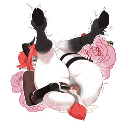 2_horns after_anal ankle_tuft anus bent_over black_anus black_arms black_clothing black_ear_ring black_handwear black_hoodie black_horn black_legs black_mascara black_topwear bodily_fluids butt clothing colored_nails cum cum_from_ass cum_in_ass cum_inside cum_on_body cum_on_butt cum_on_face cum_on_hand cum_on_vulva cum_puddle curved_horn darkened_anus darkened_arms darkened_genitalia darkened_legs darkened_vulva ear_piercing eyewear female fishnet_clothing fishnet_legwear floppy_ears flower freckles fur gaping gaping_anus genital_fluids genitals glasses glistening glistening_anus goat_ears hair handwear hoodie hooves horizontal_pupils horn leg_tuft legs_up legwear looking_back lying nails piercing plant pupils red_ears red_hair red_nails red_tail rose_(flower) scut_tail sharp_nails short_hair short_tail simple_background solo spread_anus spread_butt spreading steamy_anus tail topwear tremble_lines tremble_spikes tuft white_background white_body white_fur yellow_eyes wizardo seras_aeternus_(character) animal_humanoid bovid bovid_humanoid caprine caprine_humanoid goat_humanoid humanoid mammal mammal_humanoid 1:1 signature
