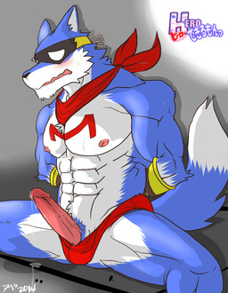 2014 abs anthro bandanna biceps big_muscles black_nose blue_fur blush bound bulge canine chest_tuft erection fangs fur hentist male mammal mask muscles nipples open_mouth pecs penis pose sitting solo speedo spread_legs spreading sweat swimsuit teeth toned tongue topless tuft white_fur wolf ヒローできるもんっ
Rating: Explicit
Score: 4
User: MJ1988
Date: February 22, 2014