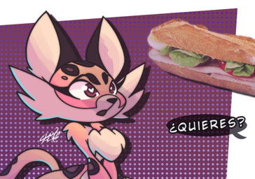 anthro countershading female food fur heart_eyes heart_symbol huge_thighs multicolored_body multicolored_fur open_mouth phallic sandwich_(food) solo text thick_thighs juanp1arts kirby_(series) kirby_and_the_forgotten_land nintendo clawroline felid feline leopard mammal pantherine spanish_text translated
