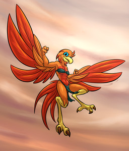 3_fingers 3_toes anthro avian_feet beak black_eyes blue_sclera bottomwear bra brown_claws claws clothing exposure_variation feathers feet female finger_claws fingers fist flying front_view green_bottomwear green_bra green_clothing green_loincloth green_topwear green_underwear hind_toe loincloth looking_at_viewer orange_body orange_feathers red_body red_feathers solo spread_arms spread_wings tail tail_feathers talons toe_claws toes topwear underwear winged_arms wings yellow_beak bassybefuddle conditional_dnp windborn amara_(windborn) avian bird 2021 digital_drawing_(artwork) digital_media_(artwork) hi_res