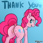 1:1 absurd_res animal_genitalia animal_pussy anus big_butt blush butt clitoral_winking clitoris cutie_mark english_text equid equine equine_genitalia equine_pussy female feral friendship_is_magic genitals hasbro hi_res horse looking_back mammal my_little_pony pinkie_pie_(mlp) pony presenting presenting_anus presenting_hindquarters presenting_pussy pussy shaded solo tail tail_aside text yellowcrom
