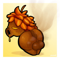 anthro anus balls big_anus big_balls big_butt bodily_fluids border butt drooling genitals gradient_background huge_balls leaf leaf_hair male musk musky_butt narrowed_eyes plant plant_hair pseudo_hair puffy_anus saliva shortstack shortstack_male simple_background smelly smelly_butt solo stink_fumes text white_border pincoosh nintendo the_legend_of_zelda deku_(tloz) deku_scrub elemental_creature flora_fauna 1:1 artist_name digital_media_(artwork) hi_res