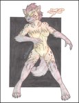 anthro black_border border breasts featureless_breasts featureless_crotch feet female fur hair markings nude paws simple_background solo spots spotted_body spotted_fur tail text cougar_leon autumn_williams humanoid hyena mammal spotted_hyena werecreature werehyena 2021 hi_res traditional_media_(artwork)