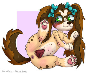 accessory animal_genitalia animal_vulva bow_ribbon brown_body brown_fur canine_genitalia canine_vulva female female_feral feral feralized fur genitals green_eyes hair_accessory hair_bow hair_ribbon heart_pawpads pawpads ribbons solo toony tummy_nipples vulva sacrificialhound jet_set_pets pinkie_cooper_(toyline) pepper_parson_(jet_set_pets) bird_dog canid canine canis cocker_spaniel domestic_dog hunting_dog mammal spaniel absurd_res hi_res