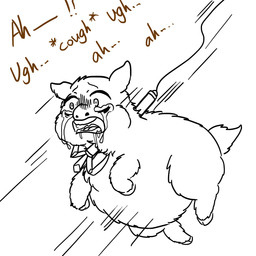ambiguous_feral ambiguous_gender bodily_fluids brown_text claw_machine cough crying featureless_crotch feral gore hooves impalement open_mouth overweight overweight_feral pain pained_expression saliva solo tail tears text young young_ambiguous young_feral yellowcottoncandy030 fluffy_pony fluffy_pony_(species) mammal 1:1 2025 digital_media_(artwork) english_text hi_res