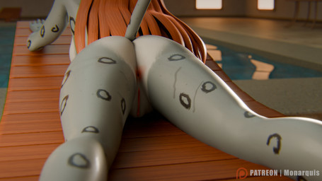 anthro anus butt female genitals nude nude_female solo swimming_pool vulva wet wet_body monarquis momo_(monarquis) felid mammal pantherine snow_leopard 16:9 3d_(artwork) digital_media_(artwork) hi_res widescreen