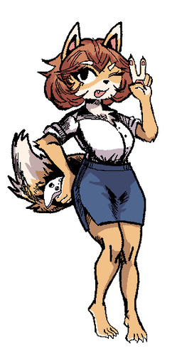 anthro barefoot brown_hair claws clothed clothing controller countershading dipstick_ears ear_markings feet female game_controller gesture hair hand_gesture multicolored_ears one_eye_closed pawpads solo v_sign wink anonymous_artist microsoft xbox xbox_game_studios bully_fox canid canine fox mammal
