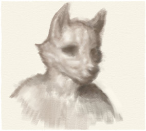 anthro ears_up eyeless fur grey_body grey_fur looking_forward male solo reynard_goodfellow canid canine canis mammal wolf headshot_portrait monochrome portrait