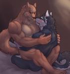 anal anal_penetration anthro bed biceps big_muscles black_nose blue_body blue_eyes blue_fur blush bodily_fluids brown_body brown_fur chest_tuft clenched_teeth countershading duo eyes_closed from_front_position fur furniture hug male male/male male_penetrated male_penetrating male_penetrating_male mastery_position muscular nude open_mouth pecs penetration romantic romantic_couple scar sex sitting straddling sweat teeth tongue tuft white_body white_fur istani lagoon_lounge kuugo_(lagoon_lounge) yuujirou_urushi canid canine canis domestic_dog husky mammal nordic_sled_dog spitz wolf 2014 absurd_res hi_res