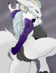 anthro big_breasts breasts butt female genitals horn looking_at_viewer nipples nude pussy smile solo thick_thighs weskers bandai_namco digimon albelwolf silvia_noxtrum canid digimon_(species) mammal renamon hi_res