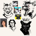 1:1 angry anthro black_body black_fur bodily_fluids canid canine canis crown danny_smoke danny_smoke_in_furry_land facial_scar fangs felid fur group hair headgear heterochromia hi_res human king king_magnum male mammal marshall_the_wolf nookdraws open_mouth pantherine royalty saliva scar sketch snout teeth trio wolf