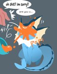 ambiguous_gender blue_body bowl container dialogue duo feral food quadruped solo_focus soup speech_bubble text hydrabb nintendo pokemon eeveelution generation_1_pokemon pokemon_(species) vaporeon 2024 absurd_res digital_media_(artwork) english_text hi_res