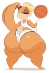 absurd_res anthro arizonathevixen ball basketball_(ball) big_breasts big_butt blonde_hair bottomwear bra breasts buckteeth butt clothing female gloves green_eyes hair handwear hi_res huge_butt huge_hips huge_thighs hyper hyper_butt lagomorph leporid lola_bunny looking_at_viewer looking_back looney_tunes mammal narrowed_eyes open_mouth rabbit short_stack shorts solo space_jam sports_bra tan_body teeth thick_thighs tune_squad_outfit tune_squad_outfit_(1996) underwear warner_brothers wide_hips
