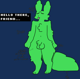anthro biped digitigrade fluffy fluffy_tail fur fur_markings green_body green_fur male markings musk musky_sheath tail text internetdood rain_world videocult saint_(rain_world) slugcat alpha_channel english_text hi_res