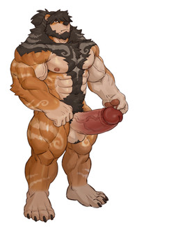 5_fingers anthro arm_markings armpit_hair ball_tuft balls bangs barazoku beard big_penis black_body black_fur black_hair body_hair brown_body brown_fur chest_hair chest_markings chest_tuft claws deltoids erection facial_hair finger_claws fingers fist fur genitals hair hair_over_eye hairy_balls happy_trail huge_penis humanoid_genitalia humanoid_penis leg_markings male markings multicolored_body multicolored_fur muscular muscular_anthro muscular_male nude one_eye_obstructed pawpads pecs penis pubes shoulder_markings solo swirl_pattern tan_body tan_fur toe_claws triceps tuft vein veiny_muscles imato axazu_(suzushinako) bear mammal ursine 2022 absurd_res hi_res