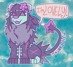 :3 alternative_fashion ambiguous_gender butt butt_scar butt_tuft chest_tuft coontail_hair countershading cute_fangs ear_piercing eyelashes fangs feral feral_with_hair flower hair happy head_tuft leg_scar leg_tuft mane mane_hair open_mouth outline paws photo_background piercing plant scar scene_(fashion) self-harm_scars shoulder_scar sitting solo sparklefur teeth tuft username water skunkbitez nintendo pokemon generation_4_pokemon luxray pokemon_(species) 2026 digital_drawing_(artwork) digital_media_(artwork) halftone hi_res mixed_media photography_(artwork) signature watermark