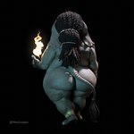 3_fingers anthro big_butt blind bodypaint butt disability dreadlocks elemental_manipulation fingers fire fire_manipulation herm intersex overweight overweight_intersex solo maxsculpts lagende elephant elephantid mammal proboscidean 1:1 3d_(artwork) absurd_res digital_media_(artwork) hi_res