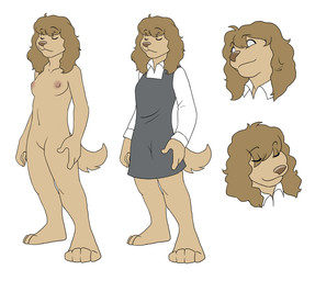 anthro blind breasts clothed clothing disability female nude off/on simple_background solo tail jailbird maggie_(annamarie) bird_dog canid canine canis domestic_dog hunting_dog mammal spaniel digital_media_(artwork) model_sheet