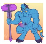 balls biceps big_muscles blue_body erection genitals hammer_(weapon) hooves male muscular muscular_male nipples nude pecs penis pubes solo tail tendrils leelikessmut blizzard_entertainment warcraft draenei humanoid hi_res