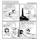 1:1 ambiguous_gender anthro black_and_white boat cetacean child chris_sanders comic dialogue dolphin domestic_cat english_text eye_patch eyewear felid feline felis feral frank_(kiskaloo) frown group human kayak kiskaloo mammal marine monochrome oceanic_dolphin ogo_(kiskaloo) orca sesi_(kiskaloo) sitting smile speech_bubble tail text thought_bubble toothed_whale trio url vehicle watercraft whiskers young