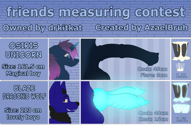 2_penises animal_genitalia animal_penis anthro black_body black_fur blue_body blue_cum blue_eyes blue_penis bodily_fluids bucket chart colored_cum container cosmic_hair cum cum_drip cum_in_a_cup cum_in_bucket cum_in_container dripping duo embarrassed equine_genitalia equine_penis ethereal_hair feral fur genital_fluids genitals glowing glowing_genitalia glowing_penis gradient_horn hair horn knot knotted_penis male male/male mane multi_genitalia multi_penis neck_tuft penis penis_chart purple_body purple_fur purple_hair purple_mane red_eyes smug smug_face smug_grin spikes tuft unusual_bodily_fluids unusual_cum unusual_genital_fluids azaelbruh mythology penis_lineup canid canine canis dragon equid equine horse hybrid mammal mythological_creature mythological_equine mythological_scalie pony scalie unicorn wolf absurd_res hi_res