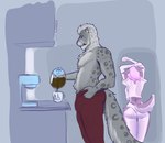 age_difference anthro appliance beverage bulge butt clothing coffee coffee_maker coffee_mug countershade_butt countershading duo female grey_body grey_hair hair kitchen_appliance looking_away male older_male panties pink_hair raised_arm raised_tail rear_view shirt shirtless_male side_view simple_background spots standing stretching tail text thick_tail thick_thighs topwear underwear katzenkompf vix_(viixenpiixen) canid canine felid fox mammal pantherine snow_leopard 2023 english_text hi_res stepdaughter_(lore) stepfather_(lore) stepfather_and_stepchild_(lore) stepfather_and_stepdaughter_(lore) stepparent_(lore) stepparent_and_stepchild_(lore) stepparent_and_stepdaughter_(lore)